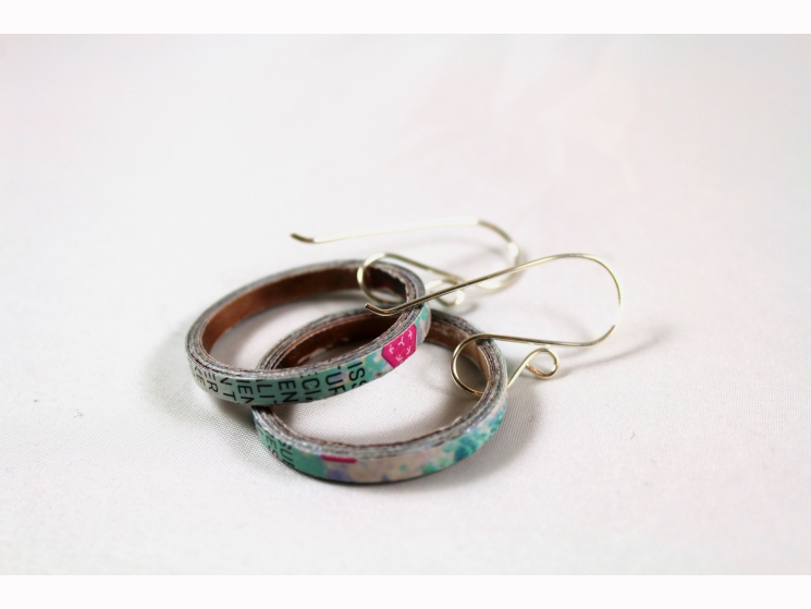 hoop earrings, paper hoop earrings, paper hoops, upcycled hoops, recycled hoops