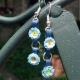 paper quilled flowers, blue flower earrings, tiny blue flowers, paper earrings