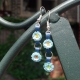 handmade flowers, handmade earrings, blue dangle earrings, gift for her