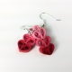 triple hearts, handmade earrings, handmade heart earrings, paper heart