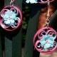 Pink and Blue Daisy Paper Filigree Earrings, pink circle paper gift, paper anniversary, anniversary gift, first anniversary gift