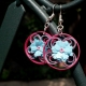 pink and blue earrings, blue daisy earrings, paper filigree earrings