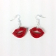 red lips dangle earrings, kiss lips earrings, red kisses dangle earrings