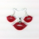 red kisses jewelry set, red kiss jewelry, red lips jewelry, jewelry set