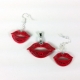 red lips earrings, red lips necklace, red lips pendant, red kiss earrings