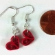 paper quill earrings, red heart earrings, quilling jewelry, whimsical jewelry