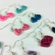 minimal jewelry, unique earrings, unique jewelry, pink hearts, blue hearts