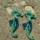 paper quilled seahorse earrings, beach earrings, paper seahorse, paper earrings