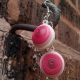 shades of pink, handmade earrings, handmade dome earrings, dangle dome earrings