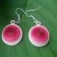 Eco Friendly Pink Paper Quilling Dome Earrings, round pink earrings, ecofriendly earrings, eco chic earrings, pink and white