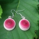 Eco Friendly Pink Paper Quilling Dome Earrings, pink and white dome shape, round earrings, paper anniversary, first anniversary gift, filigree