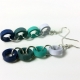 blue circle earrings, blue dangle earrings, paper quilling earrings, blue chain