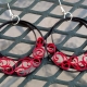 red earrings, large earrings, hoop earrings, paper earrings, half moon hoops