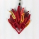 paper quilled heart on fire pendant, quilling hearts pendant, heart on fire