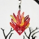 flaming heart pendant, sacred heart pendant, paper quilling heart necklace