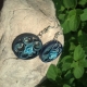 Navy Blue Filigree Round Earrings, above blue wedding earrings, paper flower, blue flower earrings, blue rose earrings