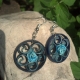 navy blue filigree earrings, round earrings, small earrings, something blue