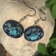 Navy Blue Filigree Round Earrings, top eco bride, eco wedding, unique wedding, alternative wedding, alternative bride
