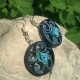 Navy Blue Filigree Round Earrings, side bridesmaid earrings, blue earrings, paper quilling earrings, paper earrings