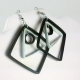 white and black earrings, large diamond shaped earrings, paper quilling earrings