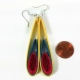 paper filigree earrings, yellow and red, red and yellow, handmade earrings