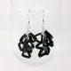 black cluster earrings, modern earrings, black earrings, dangle chain earrings