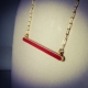 horizontal bar necklace, gold horizontal bar, gold and red, red and gold