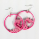 pink heart hoop earrings, paper quilling jewelry, pink hearts, heart earrings