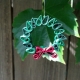 Christmas Wreath Quilled Pendant Pin, jewelry handmade brooch, Christmas outfit, red ribbon, traditional wreath, paper wreath