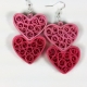 pink heart earring, pink heart necklace, large heart, big heart, handmade heart