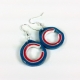 Chicago girl, quilled C, quilling earrings, red white and blue earrings
