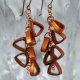 Copper Cluster Earrings Quilling Triangles, dangle copper jewelry, paper quilling earrings, rose gold chain earrings, chain earring