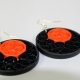 black dangle earrings, paper quilling earrings, orange moon, handmade earrings