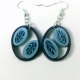 Intricate Leaves Oval Paper Quilled Earrings, Blue gift for mother, paper anniversary, first anniversary, eco chic earrings
