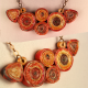 Eco Friendly Upcycled Red Paper Necklace, orange unique jewelry, handmade necklace, magazine paper necklace, alternative jewelry