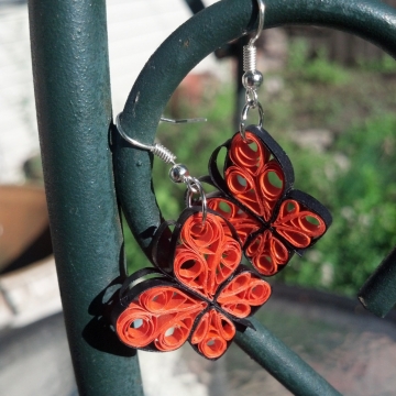 monarch butterfly earrings, paper quill butterfly earrings, paper quill monarch