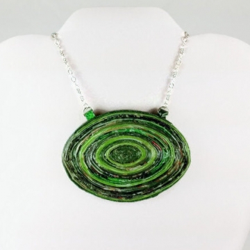 upcycled necklace, chunky necklace, green statement necklace, oversized necklace