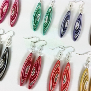 Eco Friendly Quilled Dangle Earrings bridesmaid earrings, handmade dangle earrings, pick your color earrings, wedding