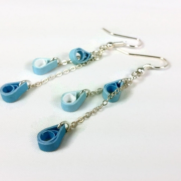 blue teardrop earrings, teardrop dangle earrings, sympathy gift, paper tears