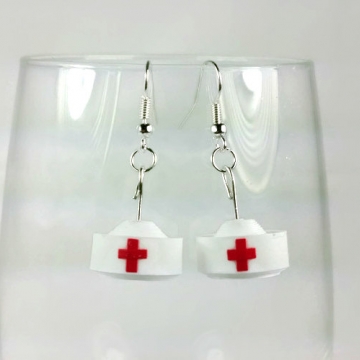 nurse hat earrings, paper gift, gift for nurse, nurse gift, nurse earrings