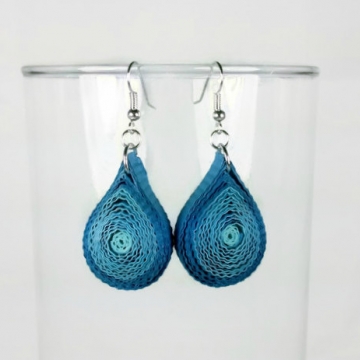 Chunky Blue Teardrop Quilled Earrings chunky teardrop earrings, blue teardrop earrings, blue earrings, drop earrings