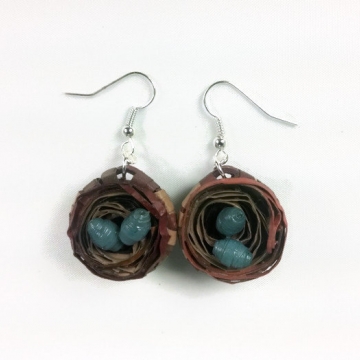 Quilled Birds Nest Earrings with Eggs New Mom Gift birds nest earrings, handmade bird nest earrings, earrings for mother