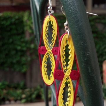 long tribal earrings, paper quilled earrings, tribal earrings, ethnic earrings