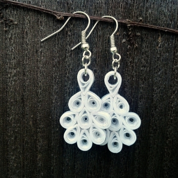 Eco Friendly Paper Bridal Earrings Unique Wedding paper bridal earrings, wedding jewelry, bride earrings, white dangle earrings