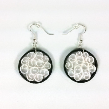 black and white earrings, paper quilling earrings, paper filigree earrings
