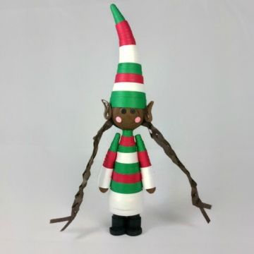 brown elf ornament, black elf, Christmas ornament, African American, quilled elf