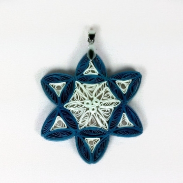 handmade Star of David pendant, paper quilling jewelry, Jewish star necklace