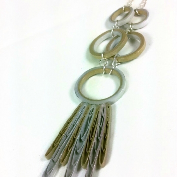 paper gift, paper necklace, paper quilling necklace, silver and gold necklace