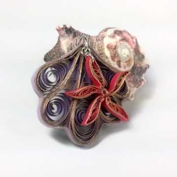 Seashell Starfish Paper Quilling Pendant, paper quilling seashell pendant