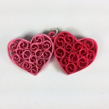 two hearts jewelry set, paper quilling heart, heart earrings, heart necklace